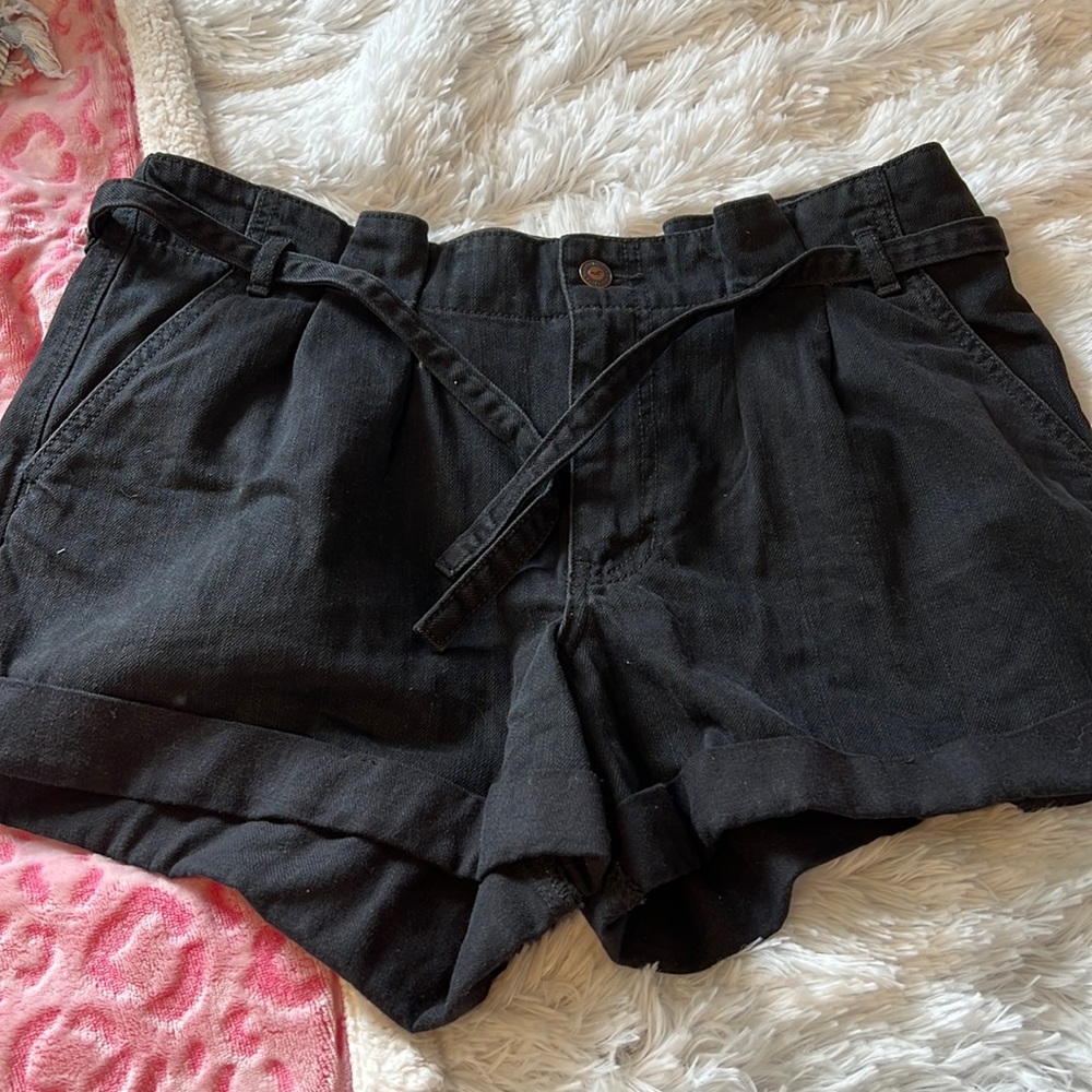 Hollister Black Denim Tie Shorts